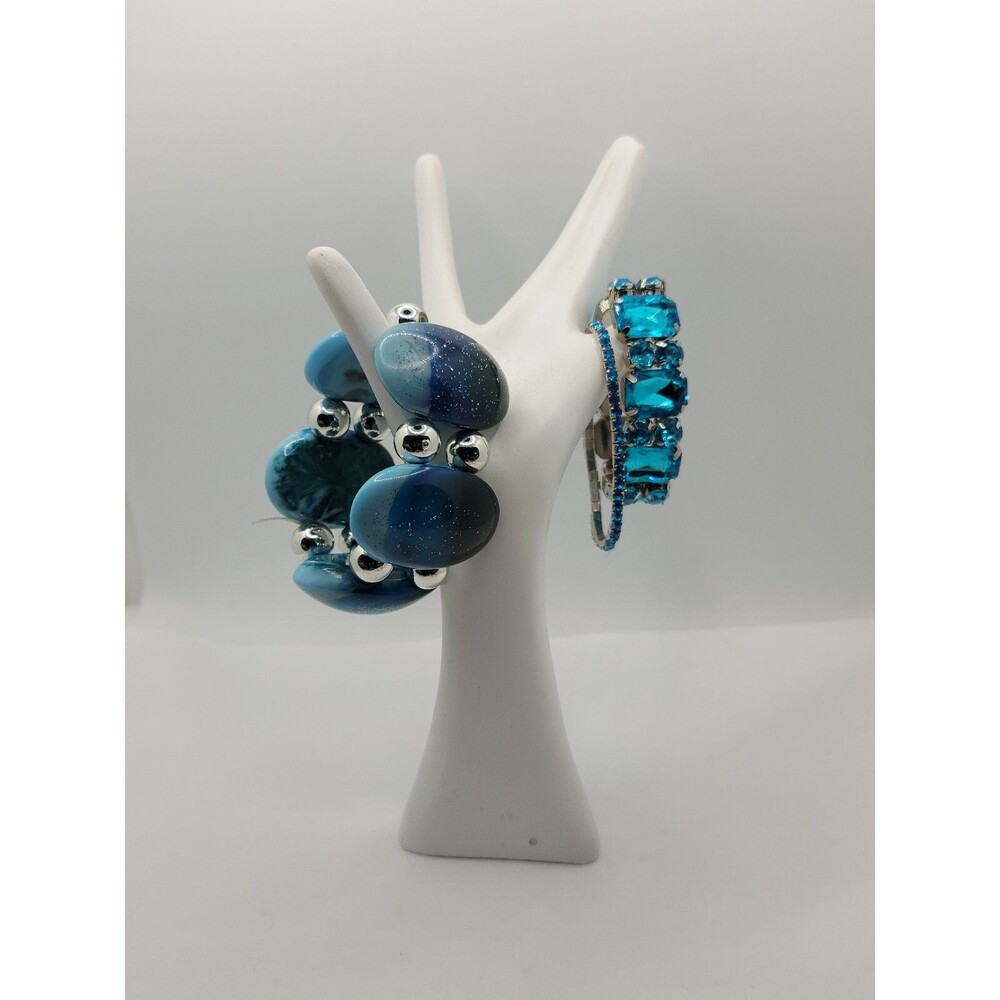 3 Pc. Lot Teal Jeweled Bracelet